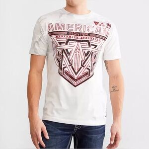 American Fighter x Affliction Robertson Men’s T-Shirt White Grey Camo Size Large